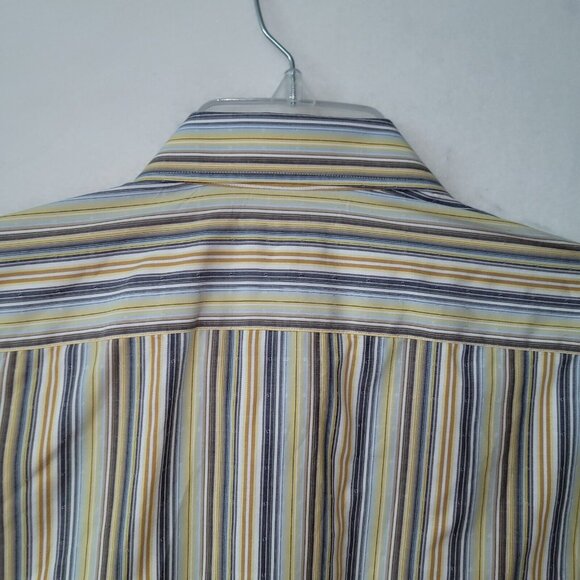 Thomas Dean Shirt Mens L Stripe Flip Cuff Long Sleeve Dress Office Business - Picture 7 of 12